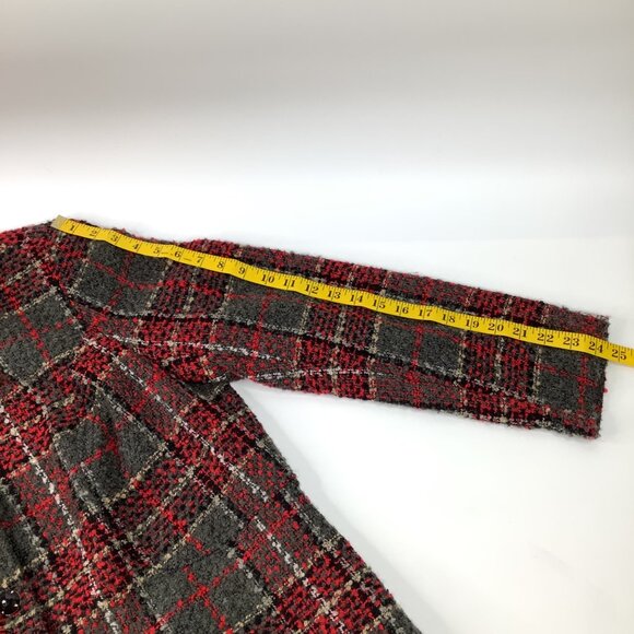 Fashion Bug Blazer 16W Women’s Red & Gray Plaid Tweed With Button Closure Office - Picture 6 of 9